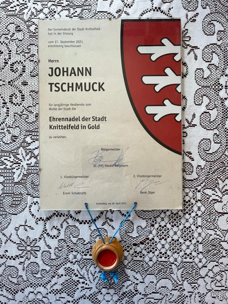 Das Tal Der Mur Johann Tschmuck Ehrennadel in Gold